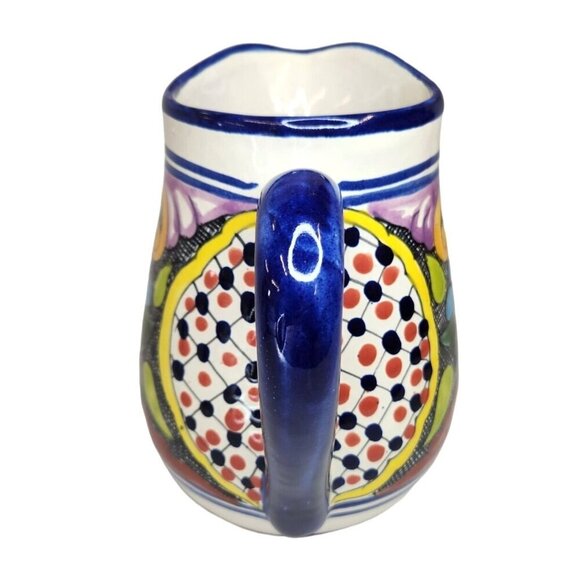 Hand-Painted Mexican Talavera Pottery Pitcher - Colorful Floral Design Singed Pi - Picture 2 of 11